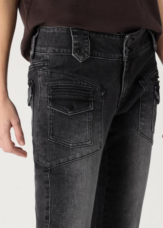 Lois Jeans Jeans Délavage Gris Poches à Rabat Trutemp 365 Coupe Skinny Ankle Taille Basse