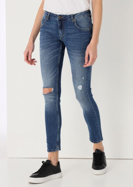 lois jeans Jeans Délavage médium Bleu Damage Coupe Skinny Taille Basse