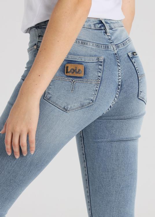 Lois Jeans Jeans Délavage Médium Bleu Foncé Coupe Skinny Ankle Taille Moyenne