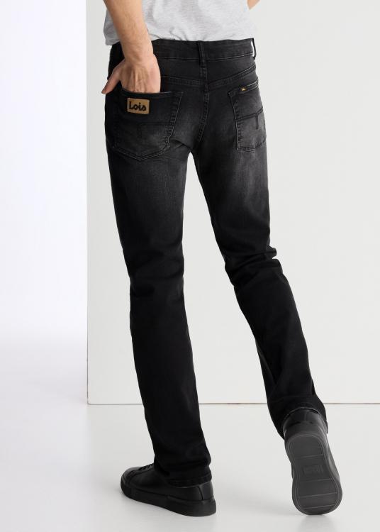 Lois Jeans Jeans Délavage Noir Coupe Régulière Taille Moyenne