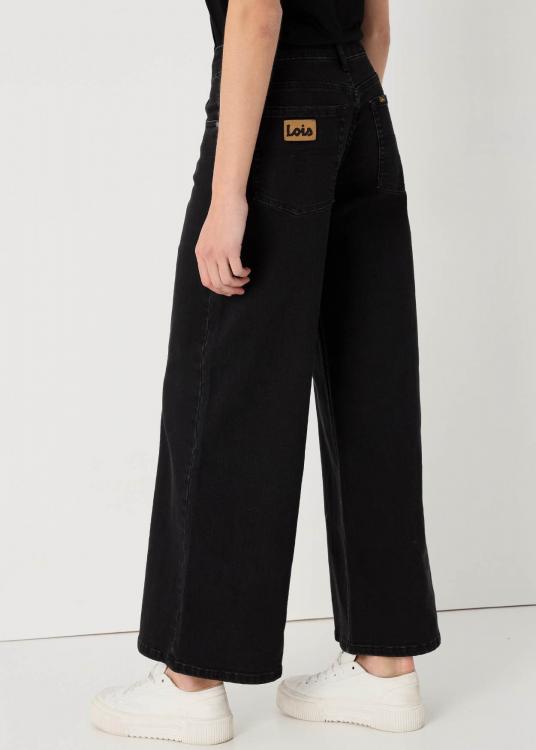 Lois Jeans Jeans Délavage Noir Jample Ample Taille Haute