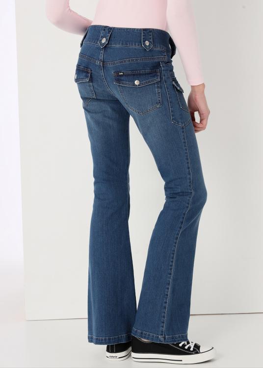 Lois Jeans Jeans Double Boutons Poches à Rabat Boot Cut Taille Basse