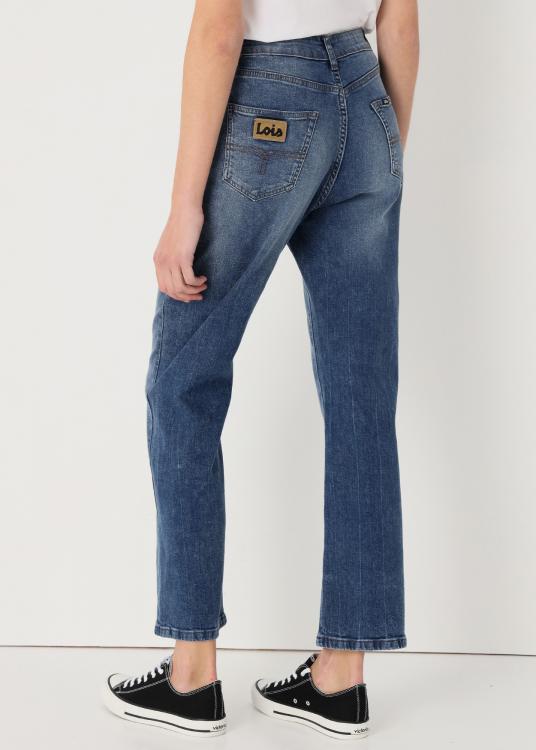 Lois Jeans Jeans Médium Délavage Bleu Coupe Droite Taille Haute