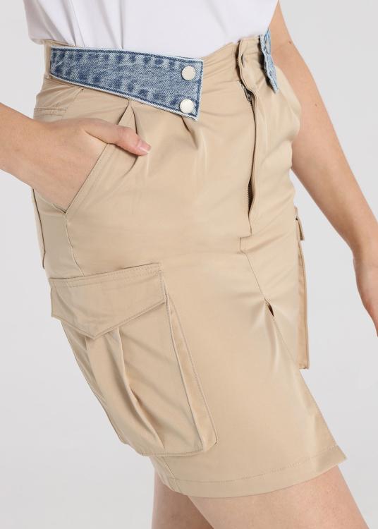 Lois Jeans Jupe - Taille Haute Avec Pinces Smockées à La Taille