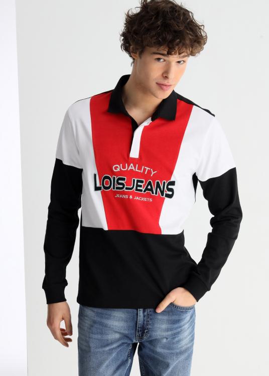 lois jeans Polo tri-couleur manches longues
