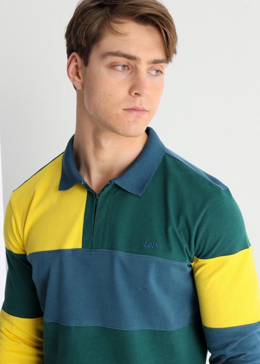 Lois Jeans Polo Zippé Color-block Manches Longues