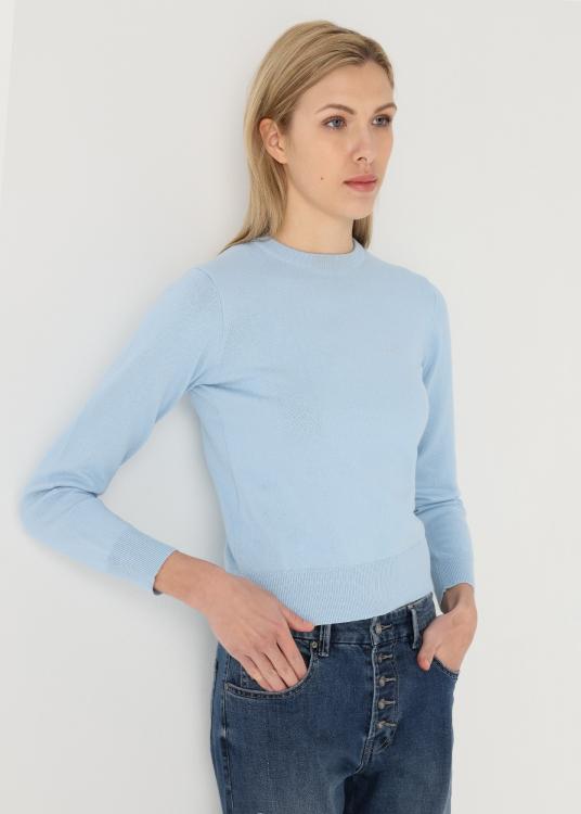 Lois Jeans Pull Basique Col Rond Logo Brodé
