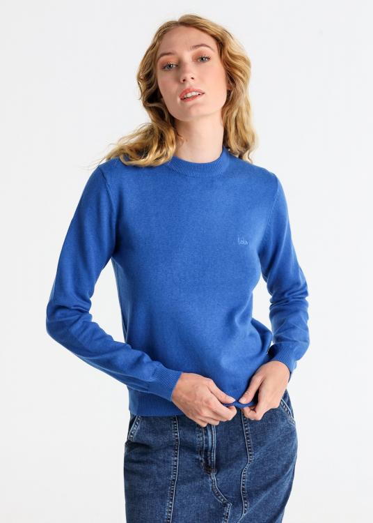Lois Jeans Pull Basique Col Rond Logo Brodé
