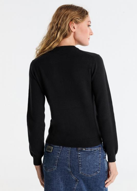 Lois Jeans Pull Basique Col Rond Logo Brodé