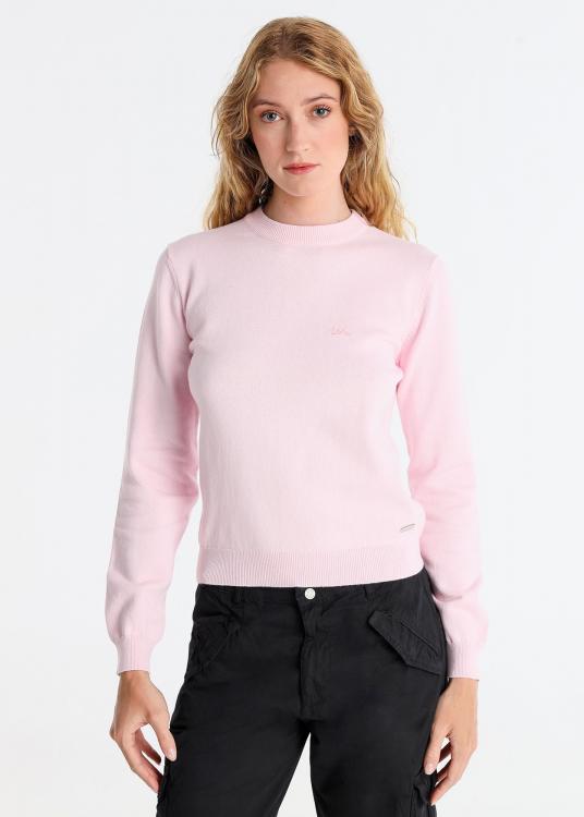 Lois Jeans Pull Basique Col Rond Logo Brodé