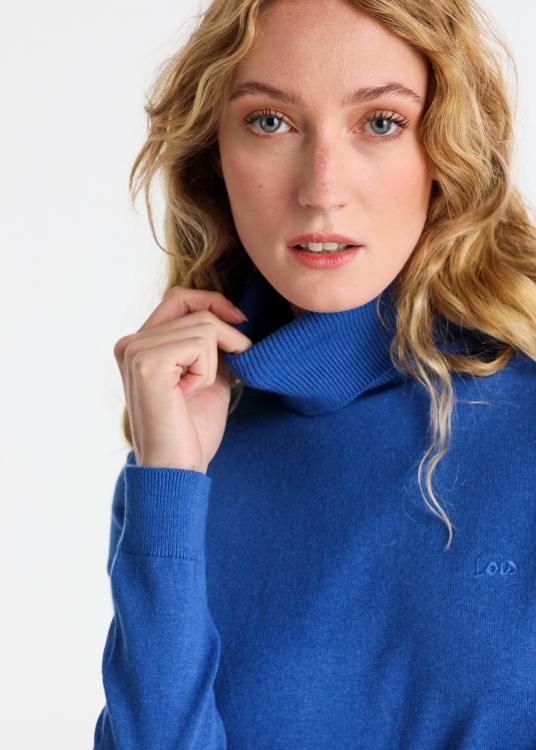 Lois Jeans Pull Basique Col Roulé Logo Brodé