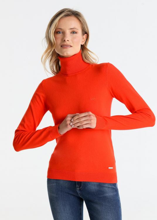 Lois Jeans Pull Basique Col Roulé Logo Brodé