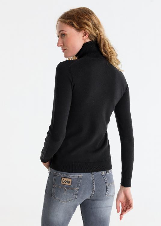 Lois Jeans Pull Basique Col Roulé Logo Brodé