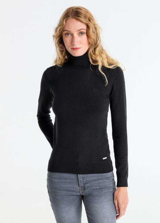 Lois Jeans Pull Basique Col Roulé Logo Brodé