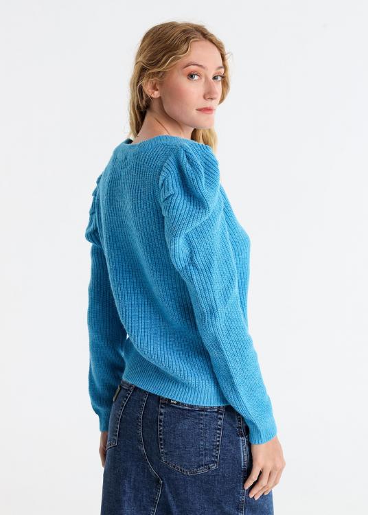 lois jeans Pull Col en V con manches bouffantes