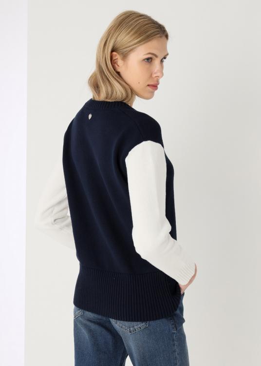 Lois Jeans Pull Col Rond Bi Couleur Intarsia L J