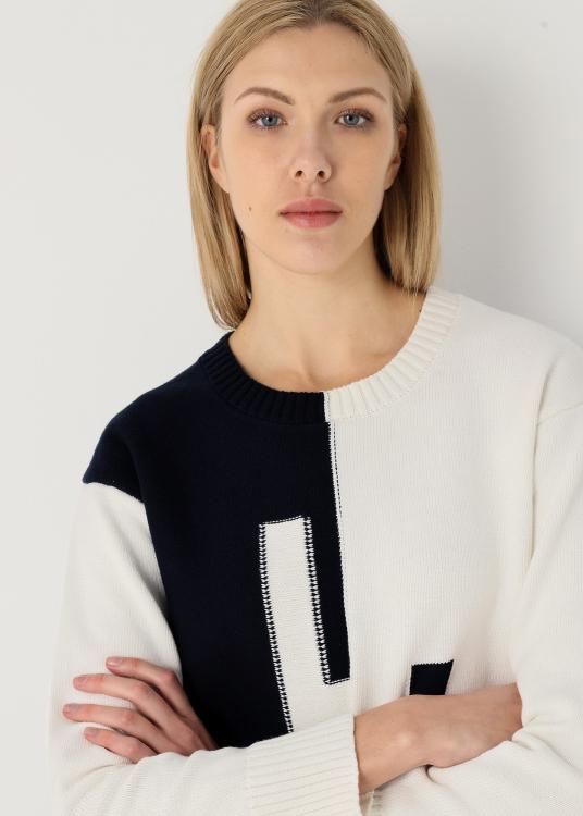Lois Jeans Pull Col Rond Bi Couleur Intarsia L J