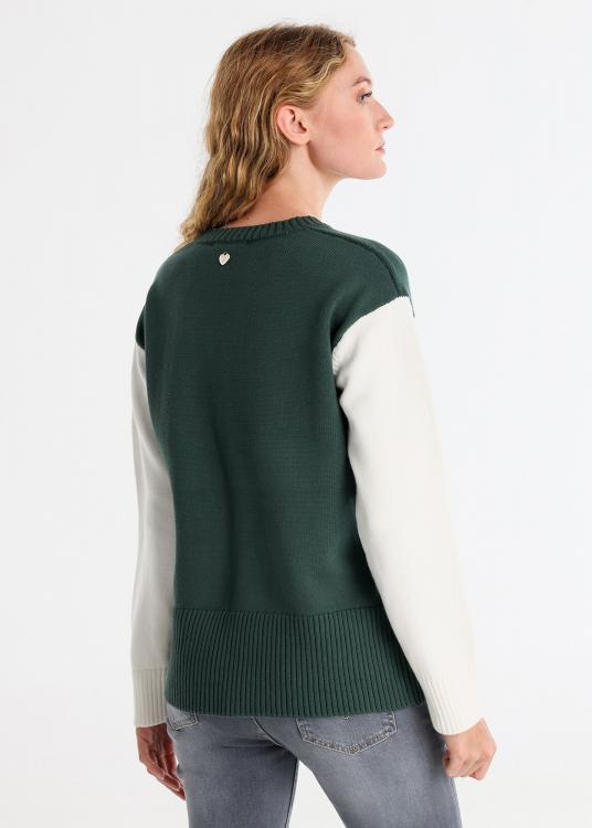 Lois Jeans Pull Col Rond Bi Couleur Intarsia L J