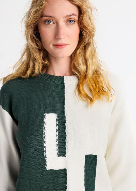 Lois Jeans Pull Col Rond Bi Couleur Intarsia L J