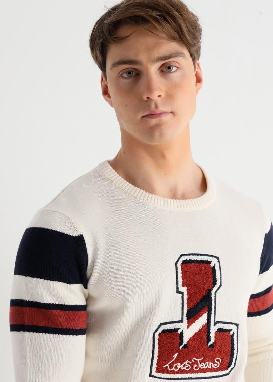 Lois Jeans Pull Col Rond Graphique En Chenille