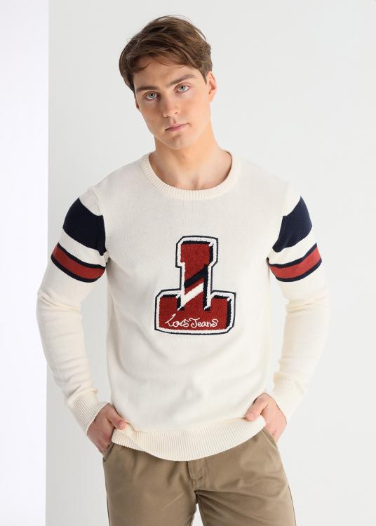 Lois Jeans Pull Col Rond Graphique En Chenille