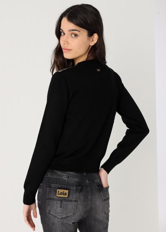 Lois Jeans Pull Col Rond Intarsia Motif Aile