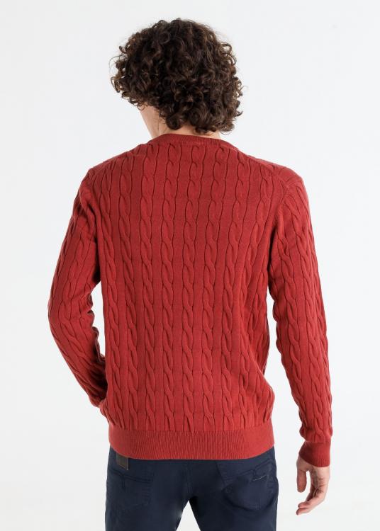 Lois Jeans Pull Col Rond Maille Torsadé