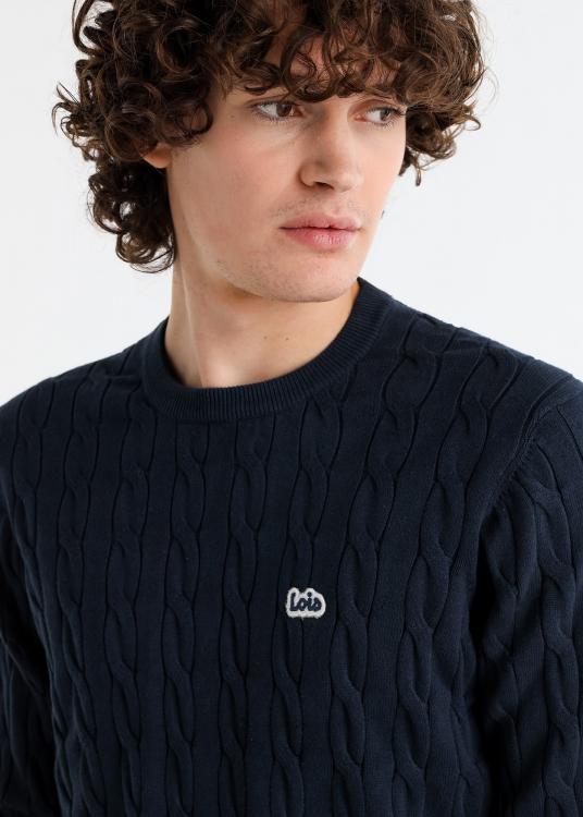 Lois Jeans Pull Col Rond Maille Torsadé