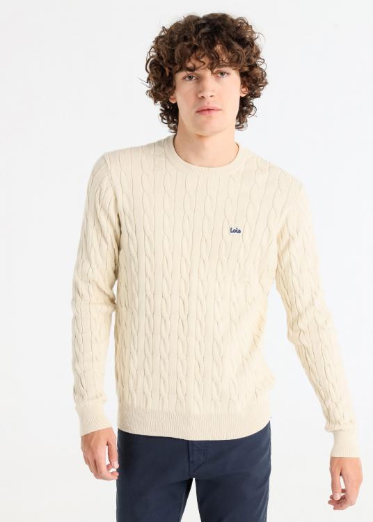 Lois Jeans Pull Col Rond Maille Torsadé