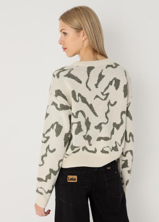 Lois Jeans Pull Col Rond Motif Jacquard