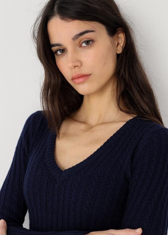 Lois Jeans Pull Maille Torsadé Col En V