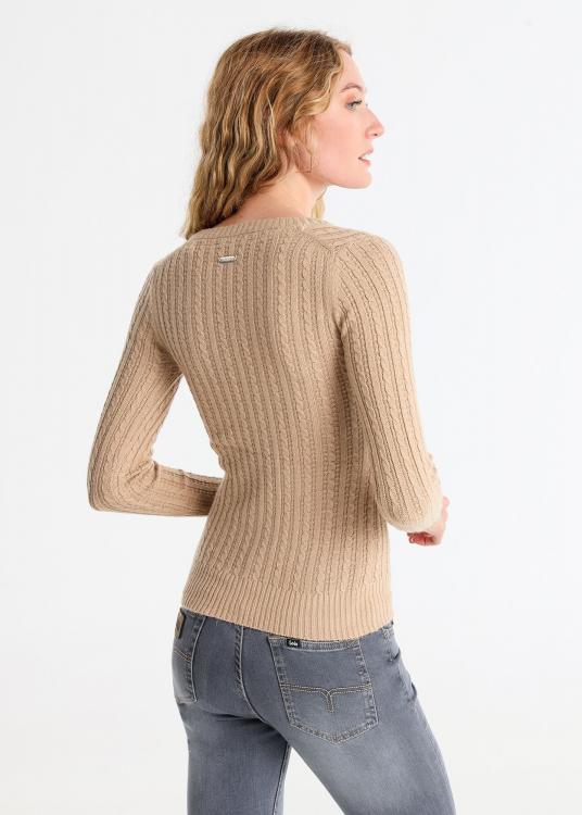 Lois Jeans Pull Maille Torsadé Col En V
