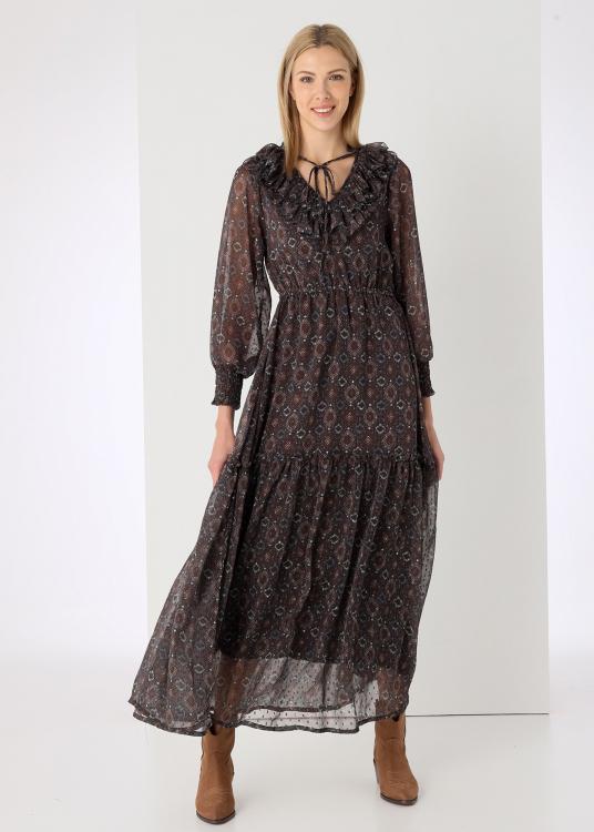 lois jeans Robe longue fluide avec volants