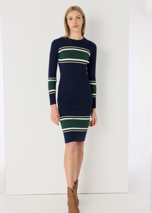 lois jeans Robe tricot midi à rayures