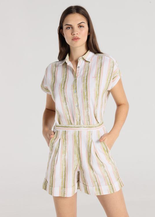 Lois Jeans Short - Imprimé Rayé Effet Aquarelle