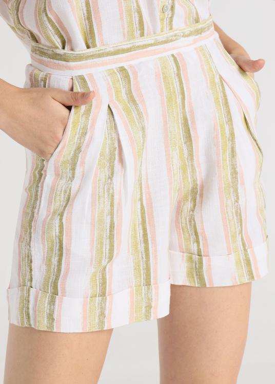 Lois Jeans Short - Imprimé Rayé Effet Aquarelle