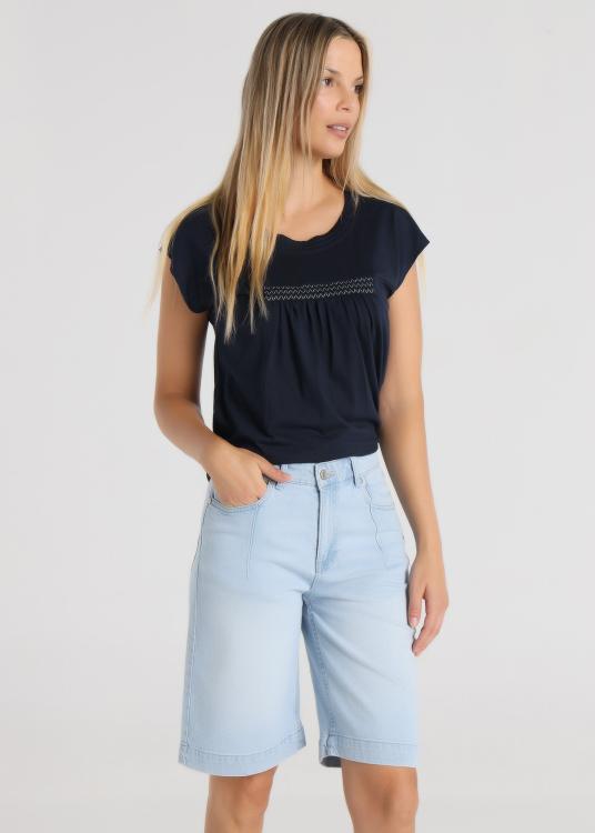 Lois Jeans Short Texan - Détail Côtelé