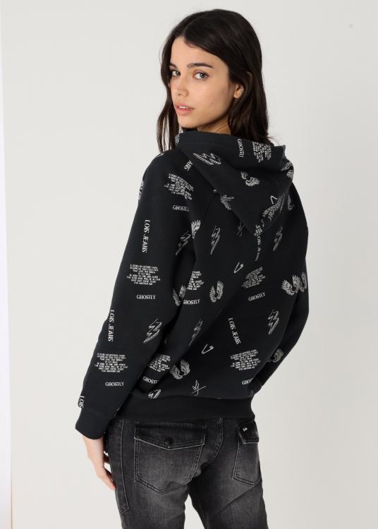 Lois Jeans Sweat à Capuche Imprimé Allover Ghostly