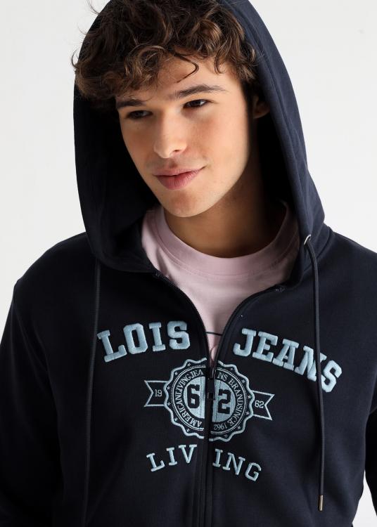 Lois Jeans Sweat à Capuche Zippé Brodé