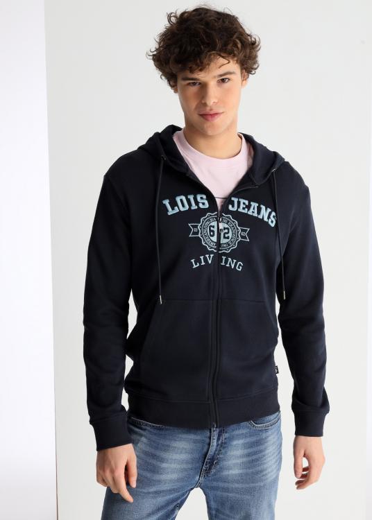 lois jeans Sweat à capuche zippé brodé
