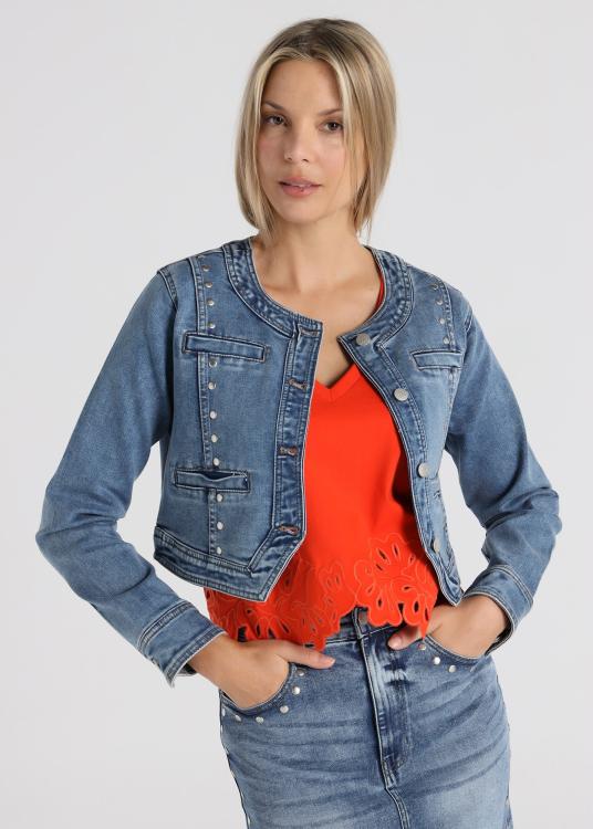 Lois Jeans Veste - Chanelera Style Texan Avec Rivets