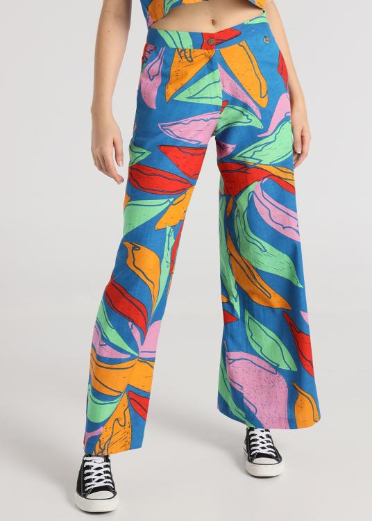 lois jeans Pantalon imprimé feuilles - Pied d'éléphant