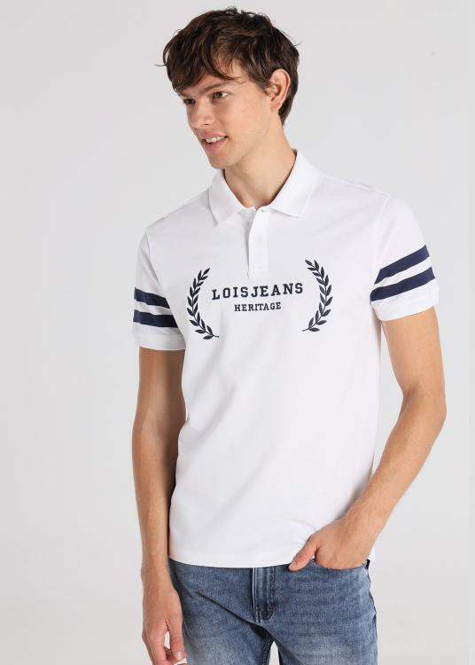 Lois Jeans Polo Bicolore - Broderie Poitrine Avec Manches Courtes
