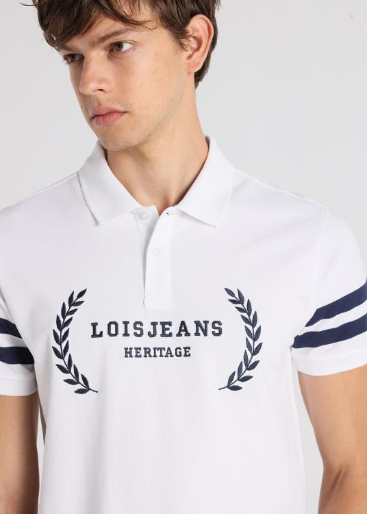 Lois Jeans Polo Bicolore - Broderie Poitrine Avec Manches Courtes