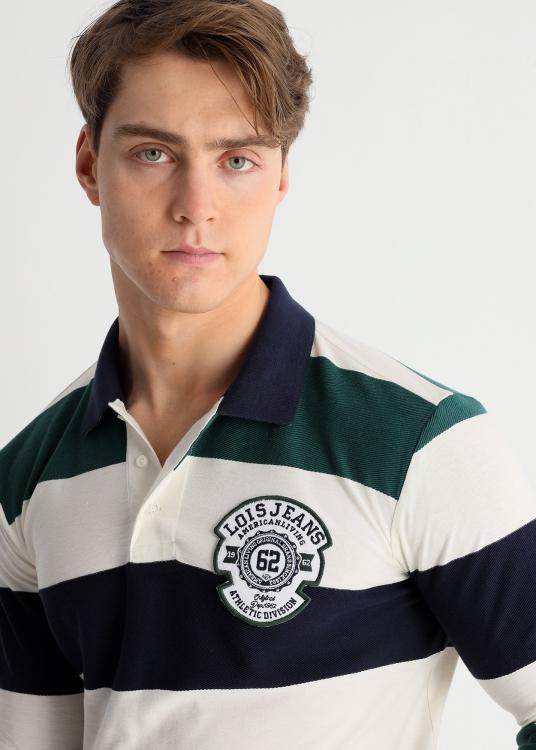 Lois Jeans Polo Manches Longues Jacquard à Rayure Multi-couleur