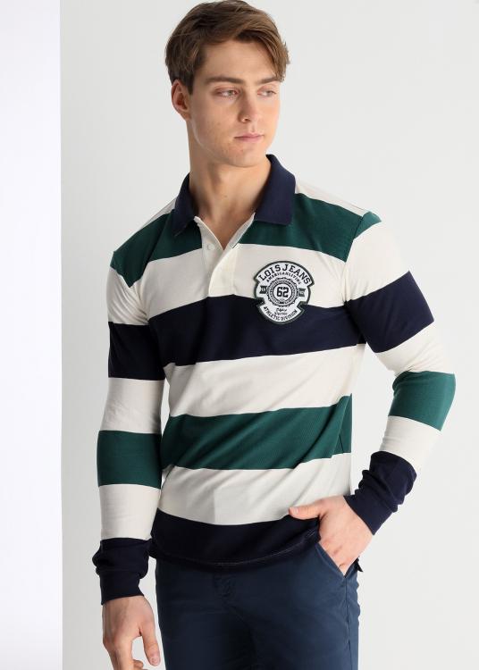lois jeans Polo manches longues jacquard à rayure multi-couleur