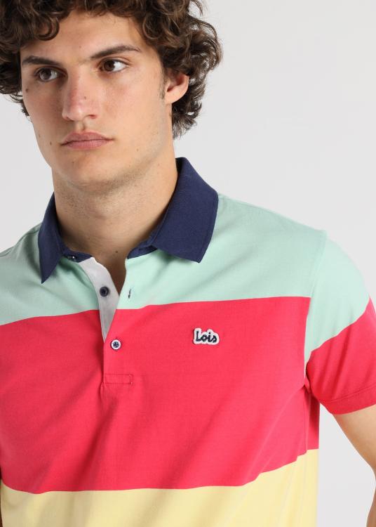 Lois Jeans Polo - Rayures Colorées Avec Logo à Manches Courtes