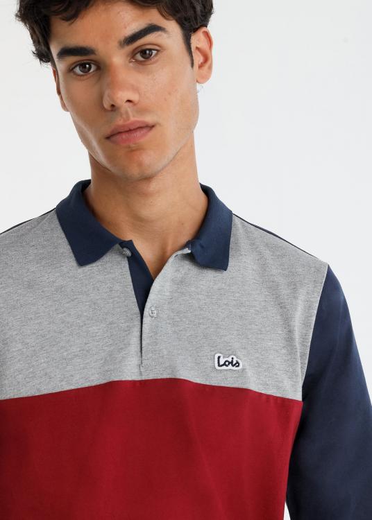 Lois Jeans Polo Tri-couleur Manches Longues Avec Patch Logo