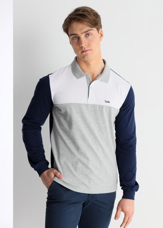 lois jeans Polo tri-couleur manches longues avec patch logo
