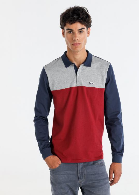 lois jeans Polo tri-couleur manches longues avec patch logo